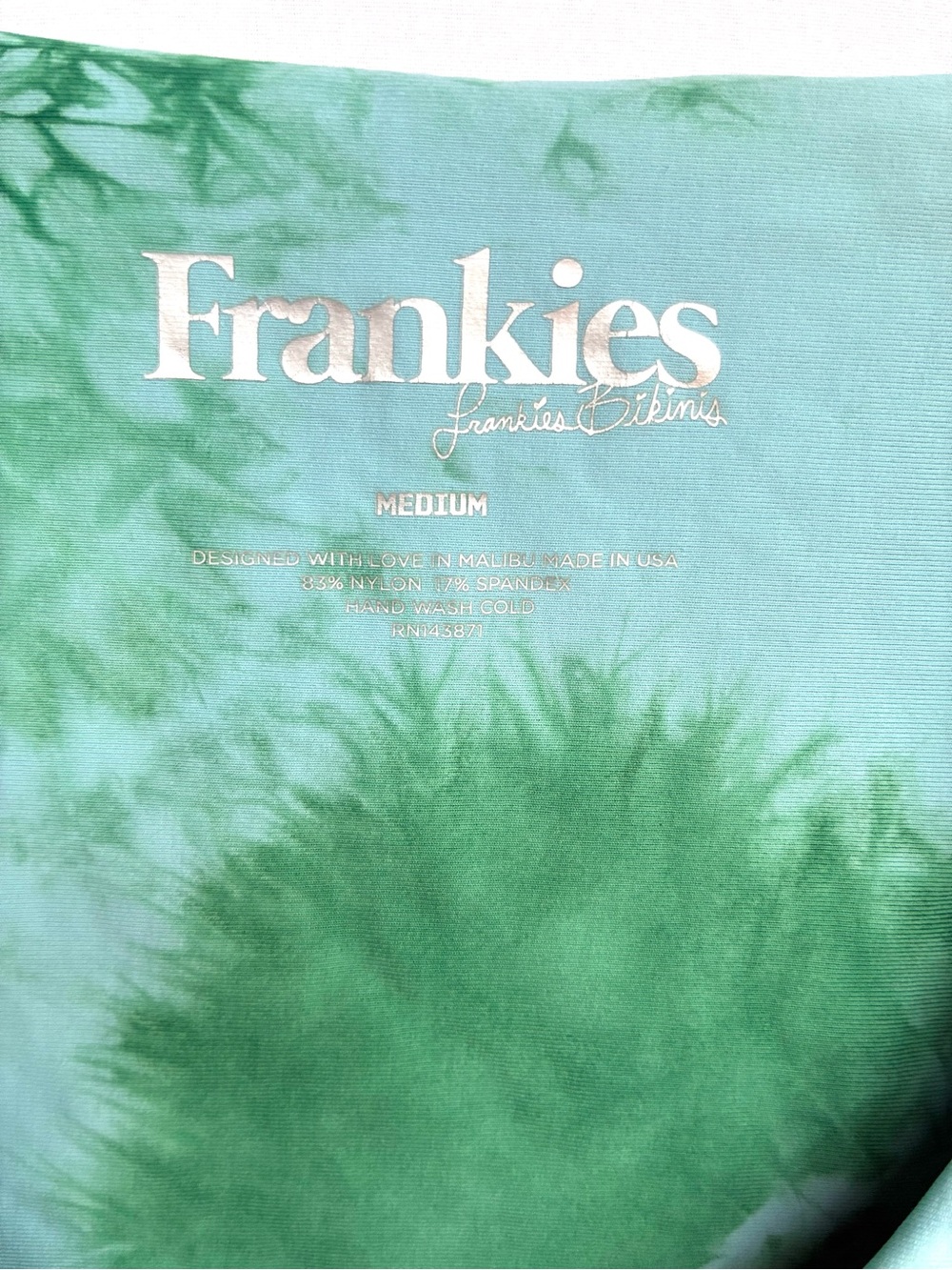 Frankie's Bikinis Ryan Green Tie-Dye Top Center Cinch Drawstring Medium - Picture 4 of 4